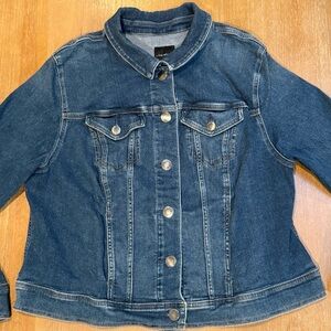 Lane Bryant Blue Denim Trucker Jacket Button Up Stretch Sz 16